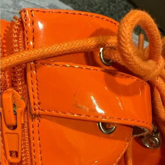 Rare! Neon orange Jeffrey Campbell Czech chunky heeled combat boots - Picture 7 of 11